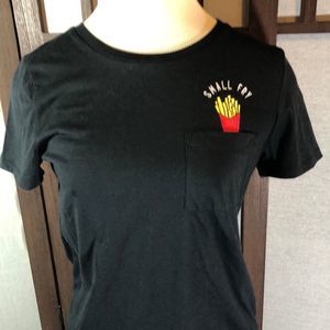 Black  T-shirt XS adult  by Youth in Revolt "Small Fry" embroidered above pocket